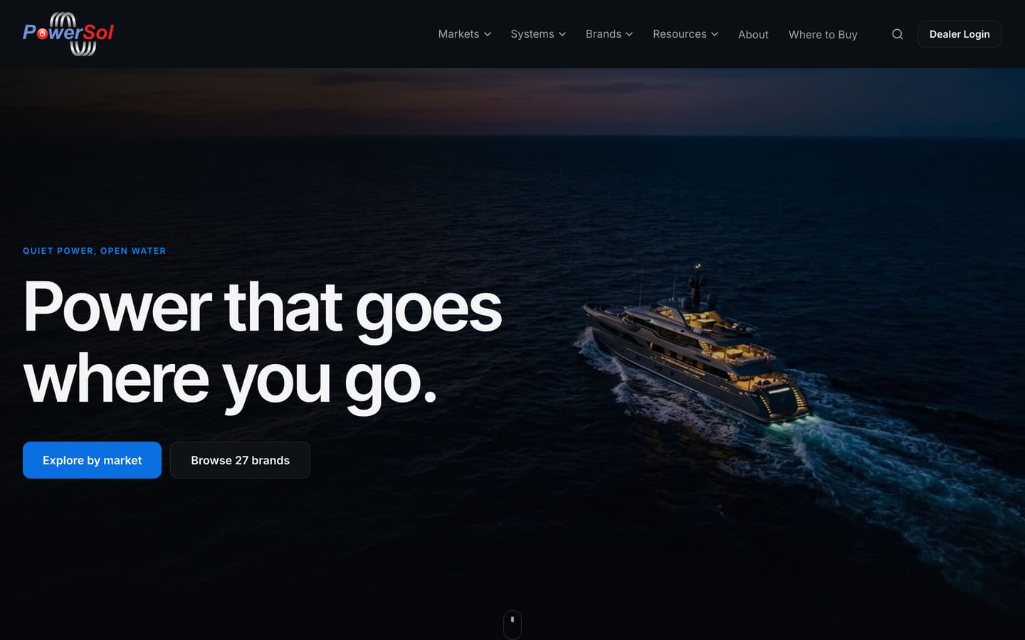 The PowerSol homepage after the rebuild onto Cloudflare Workers.